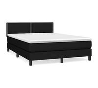 Eleganz Cama con somier con colchón de 140 x 200 cm, tela negra, moderna cama de dormitorio con alto confort para un sueño reparador, ideal para espacios pequeños