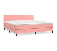 Eleganz Cama con somier con colchón de 160 x 200 cm de terciopelo rosa - Sistema de sueño premium para un sueño reparador, diseño de lujo, ideal para dormitorios