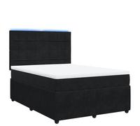 Eleganz Cama con somier con colchón de 160 x 200 cm, funda de terciopelo negro, sistema de sueño premium para un sueño reparador, ideal para dormitorios y habitaciones de invitados, duradero y cómodo