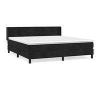 Eleganz Cama con somier con colchón de 160 x 200 cm - Moderna cama de terciopelo para dormitorio, color negro - Diseño de lujo y gran comodidad para un sueño reparador