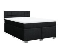 Eleganz Cama con somier con colchón de 160 x 200 cm, tela negra, cómoda cama doble para dormitorio, duradera y estable, solución perfecta para un sueño reparador