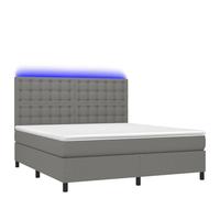 Eleganz Cama con somier con colchón de 180 x 200 cm de tela gris oscuro, moderna cama para dormitorio, duradera y optimizada para el almacenamiento, ergonomía perfecta para un sueño reparador