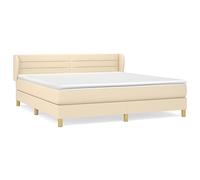 Eleganz Cama con somier con colchón de 180 x 200 cm en color crema - Funda de tela premium para dormitorio, comodidad y estabilidad para un sueño reparador
