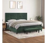 Eleganz Cama con somier con colchón de 200 x 200 cm - Cama de terciopelo verde oscuro para dormitorio, sistema de sueño de lujo con gran comodidad, ideal para un sueño reparador