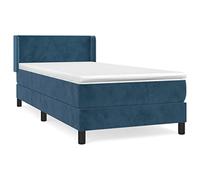 Eleganz Cama con somier con colchón de 80 x 200 cm - Funda de terciopelo azul oscuro para dormitorio moderno - Cómodo y duradero para un sueño reparador