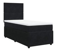 Eleganz Cama con somier con colchón de 80 x 200 cm, funda de terciopelo negro, sistema de sueño de lujo para un sueño reparador, diseño moderno para dormitorio