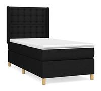 Eleganz Cama con somier con colchón de 80 x 200 cm, tejido negro, cama de dormitorio moderna con gran comodidad para un sueño reparador, ideal para espacios pequeños