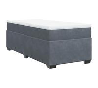 Eleganz Cama con somier con colchón de 90 x 190 cm, tela de terciopelo gris oscuro, cama con somier para dormitorio, ahorra espacio y es cómoda, ideal para espacios pequeños