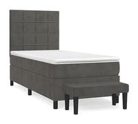 Eleganz Cama con somier con colchón de 90 x 190 cm - Tela de terciopelo gris oscuro para dormitorio, comodidad y almacenamiento, diseño moderno para espacios pequeños