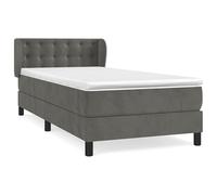 Eleganz Cama con somier con colchón de 90 x 200 cm - Cama de terciopelo gris oscuro para dormitorio, comodidad y estilo, ahorra espacio para espacios pequeños