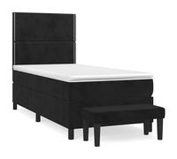 Eleganz Cama con somier con colchón de 90 x 200 cm - Moderna cama de terciopelo para dormitorio, color negro, gran comodidad y ahorro de espacio, ideal para espacios pequeños