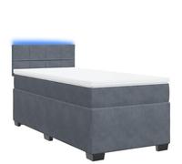 Eleganz Cama con somier con colchón de terciopelo gris oscuro - Moderna cama de dormitorio de gran comodidad para un sueño reparador, ideal para apartamentos y dormitorios