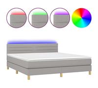 Eleganz Cama con somier con colchón e iluminación 160 x 200 cm - Moderna cama de tela para dormitorio, cama con dosel con colchón cómodo para un sueño reparador