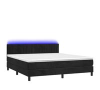 Eleganz Cama con somier con colchón y 160 x 200 cm - Moderna cama de terciopelo para dormitorio, cómoda cama con somier con iluminación, cama de lujo para un sueño reparador