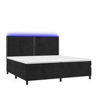 Eleganz Cama con somier con colchón y 200 x 200 cm - Funda de terciopelo para dormitorio, diseño moderno con iluminación, gran comodidad para un sueño reparador