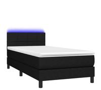 Eleganz Cama con somier con colchón y 90 x 200 cm - Moderna cama de tela para dormitorio, confort y espacio de almacenamiento, color negro - Diseño de lujo para un sueño reparador