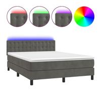 Eleganz Cama con somier con colchón y color gris oscuro, 140 x 200 cm, terciopelo, moderno sistema de sueño con iluminación para un sueño reparador, ideal para dormitorios