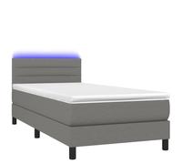 Eleganz Cama con somier con colchón y gris oscuro, 90 x 200 cm, moderna cama de tela con iluminación para dormitorio, ahorra espacio y es duradera