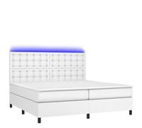 Eleganz Cama con somier con colchón y luz, 200 x 200 cm, piel sintética, moderna cama de dormitorio con iluminación para una vida elegante
