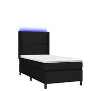 Eleganz Cama con somier con colchón y tejido negro de 100 x 200 cm, moderno sistema de sueño con iluminación para un sueño reparador, ideal para dormitorios