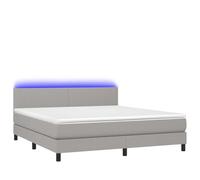 Eleganz Cama con somier con colchón y tela gris claro de 160 x 200 cm, moderno sistema de sueño para un sueño reparador, iluminación y espacio de almacenamiento, perfecto para dormitorios
