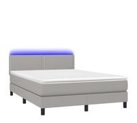 Eleganz Cama con somier con iluminación, 140 x 200 cm, color gris claro, moderno sistema de dormir con colchón para un sueño reparador, funda de tela