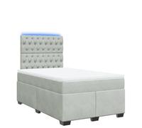 Eleganz Cama con somier de 120 x 200 cm con colchón, funda de terciopelo gris claro, sistema de sueño de lujo para un sueño reparador, ideal para dormitorios y habitaciones de invitados