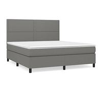 Eleganz Cama con somier de 160 x 200 cm, color gris oscuro con colchón, moderna cama de tela para dormitorio, duradera y cómoda, ideal para un sueño reparador