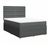 Eleganz Cama con somier de 160 x 200 cm, color gris oscuro con colchón, moderna cama de tela para dormitorio, duradera y cómoda, ideal para un sueño reparador