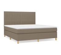 Eleganz Cama con somier de 160 x 200 cm con colchón en color topo - Moderna cama de tela para dormitorio, duradera y cómoda, solución perfecta para un sueño reparador