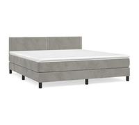 Eleganz Cama con somier de 160 x 200 cm con colchón gris claro - Funda de terciopelo para un sueño reparador, diseño moderno y gran comodidad