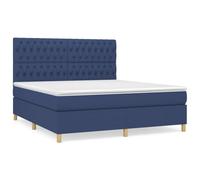 Eleganz Cama con somier de 180 x 200 cm con colchón, funda de tela azul para dormitorio, duradera y cómoda, sistema de sueño de lujo para un sueño reparador