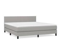Eleganz Cama con somier de 180 x 200 cm con colchón, tela gris claro, muebles de dormitorio modernos para un sueño reparador, gran comodidad y diseño duradero