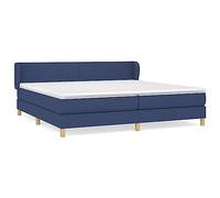 Eleganz Cama con somier de 200 x 200 cm, color azul con colchón, cómoda cama de tela para dormitorio, duradera y elegante, solución perfecta para un sueño reparador