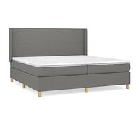 Eleganz Cama con somier de 200 x 200 cm, color gris oscuro con colchón, funda de tela para dormitorio, cómoda y duradera, ideal para parejas y habitaciones de invitados