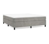 Eleganz Cama con somier de 200 x 200 cm con colchón, funda de terciopelo gris claro, sistema de sueño de lujo para dormitorios amplios, cómodo y duradero, soporte perfecto para un sueño reparador