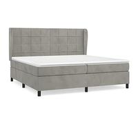 Eleganz Cama con somier de 200 x 200 cm con colchón gris claro, funda de terciopelo para un sueño reparador, diseño lujoso y gran comodidad