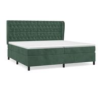 Eleganz Cama con somier de 200 x 200 cm con colchón, tela de terciopelo verde oscuro para dormitorio, gran comodidad y estabilidad, soporte perfecto para un sueño reparador