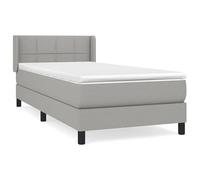 Eleganz Cama con somier de 80 x 200 cm, color gris claro con colchón, moderna cama de tela para dormitorio, duradera y cómoda, ideal para espacios pequeños y un sueño reparador