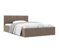 Eleganz Cama de almacenamiento con sistema hidráulico de 120 x 200 cm. Cama que ahorra espacio con funda de tela en color topo, ideal para habitaciones pequeñas y dormitorios modernos