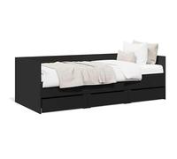 Eleganz Cama de día con cajones sin colchón de 75 x 190 cm - Cama juvenil o cama de invitados que ahorra espacio en negro - Ideal para espacios pequeños con espacio de almacenamiento adicional