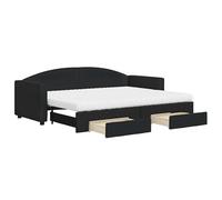Eleganz Cama de día extensible con cajones, 80 x 200 cm, tela negra, cama de invitados que ahorra espacio para espacios pequeños, comodidad y espacio de almacenamiento