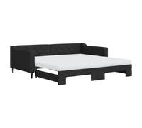 Eleganz Cama de día extensible con colchones, color negro, 100 x 200 cm, tela - Cama de invitados que ahorra espacio para espacios pequeños, cómoda y duradera
