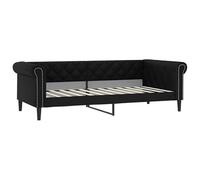 Eleganz Cama de día negra de 80 x 200 cm, piel sintética, moderna cama de invitados con marco de metal y funda de piel sintética, ahorra espacio y es duradera, para habitaciones de invitados y