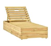 Eleganz Cama de jardín de madera de pino, verde impregnada, tumbona con superficie negra para terraza y jardín, duradera y fácil de limpiar