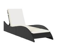 Eleganz Cama de jardín de ratán PE con acero pulverizado, tumbona negra 60 x 205 x 73 cm, duradera y resistente a la intemperie, para terraza y jardín
