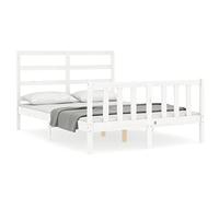 Eleganz Cama de madera maciza con cabecero blanco - Cama alta para dormitorio de madera sostenible - Elegante y duradera para viviendas modernas - Ahorra espacio y estable