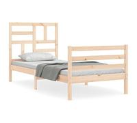 Eleganz Cama de madera maciza con cabecero - Cama moderna de madera maciza para dormitorio, duradera y estable, perfecta para habitaciones pequeñas y familias