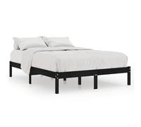 Eleganz Cama de madera maciza de 150 x 200 cm, color negro, cama moderna de madera maciza para dormitorio, duradera y estable, ideal para adultos y parejas