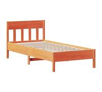 Eleganz Cama de madera maciza de pino, 75 x 190 cm, color marrón cera, sin colchón, estructura de cama duradera y natural para dormitorio, diseño elegante para un sueño reparador
